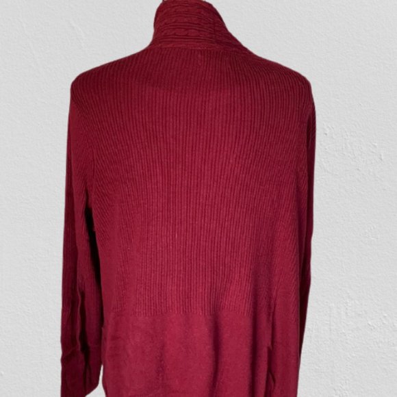 Croft & Barrow Open Front Cardigan | Burgundy - Picture 3 of 8